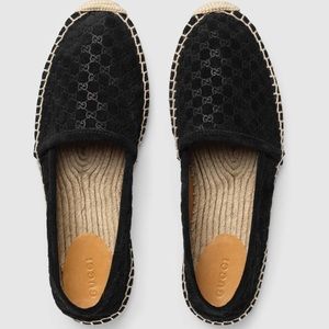 Black Suede Gucci GG Espadrille